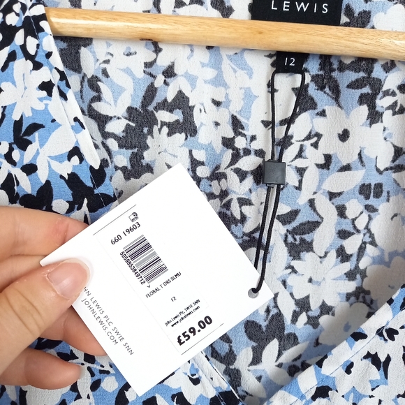 John Lewis Blue & White Floral Tea Dress UK 12 - Picture 9 of 13